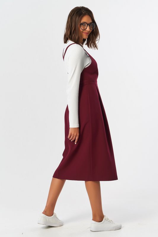 Office midi sundress with wine blouse