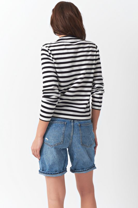 Black and white striped loose knit sweater