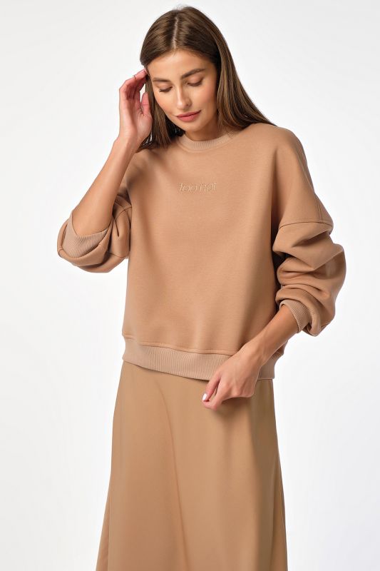 Beige futer cotton over-size sweatshirt