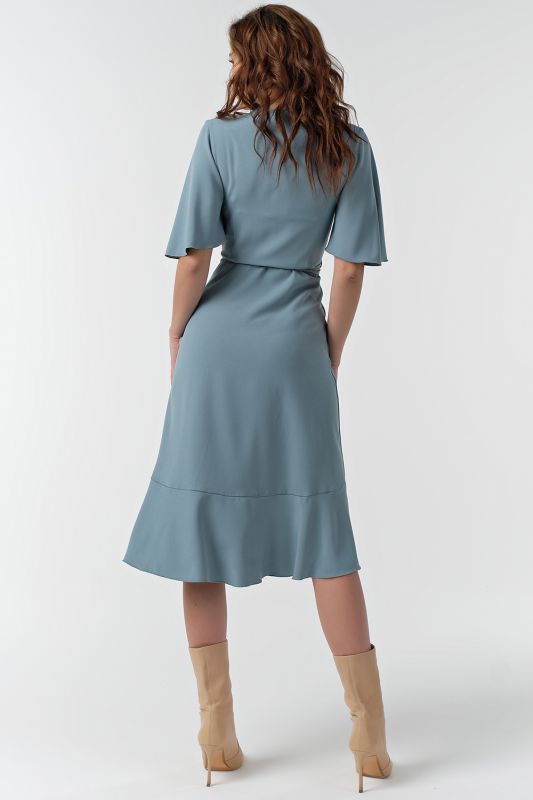 Mint fit-and-flare midi dress with flounces