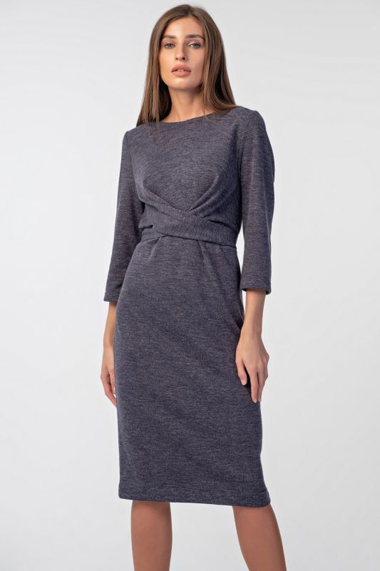 Blue melange fitted knitted dress