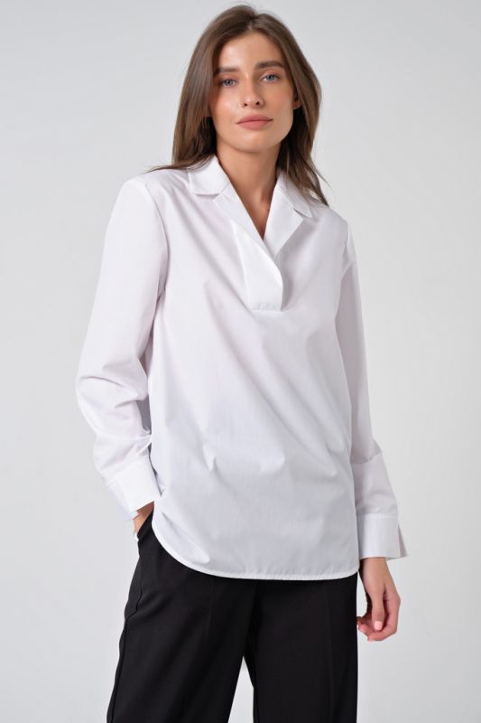 Long sleeve straight shirt without button white