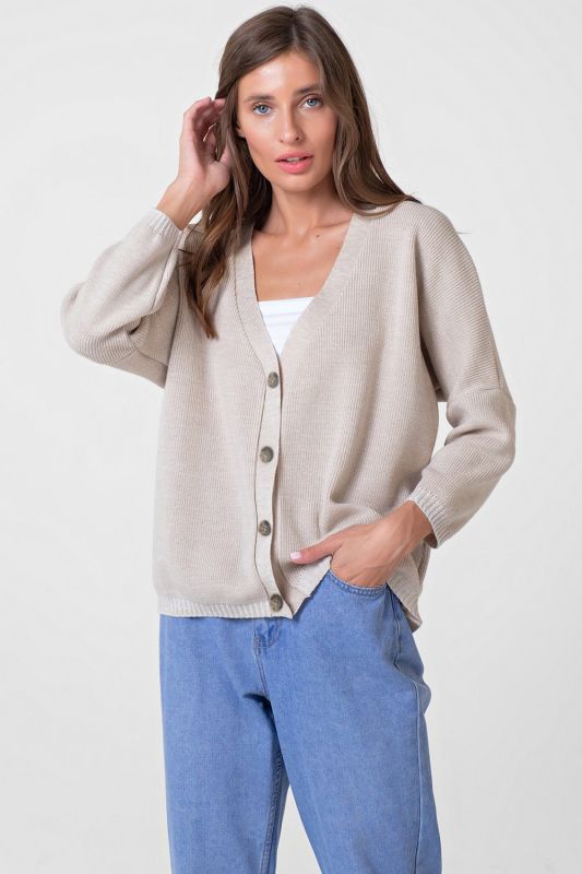 Cotton beige m_lange buttoned knitted over-size sweater