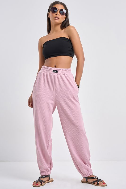 Textured knit pants dusty pink