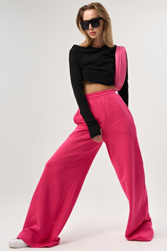 Wide pants made of futer for tall pink