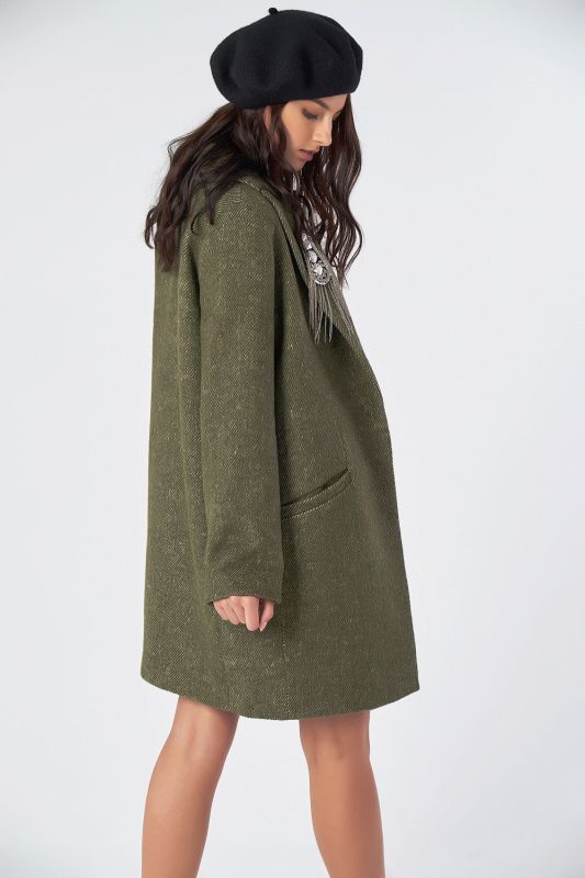 Straight wool olive coat