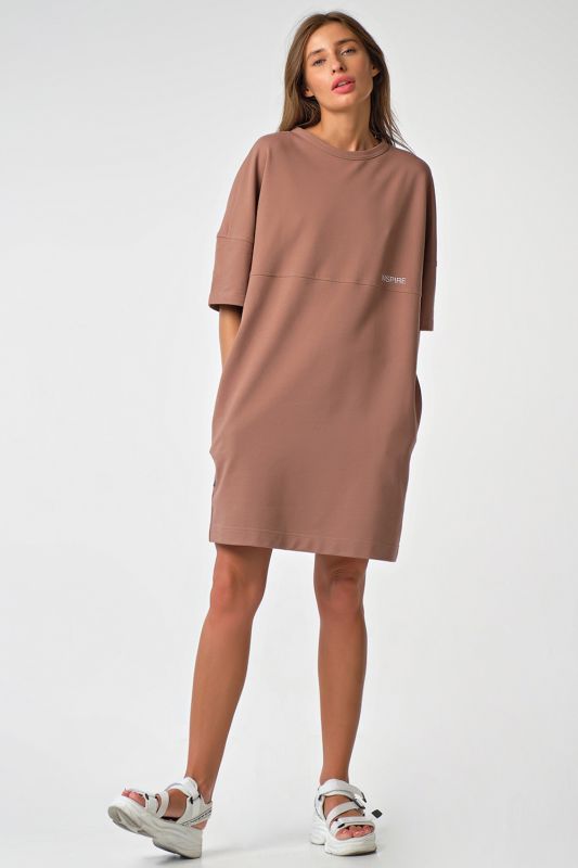 Milk chocolate jersey oversize t-shirt dress