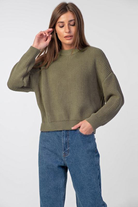 Warm knitted over-size sweater in green