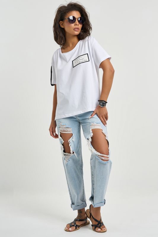 Oversize T-shirt with slits on the sides white