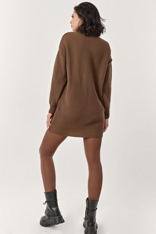 Coffee short wool knitted dress