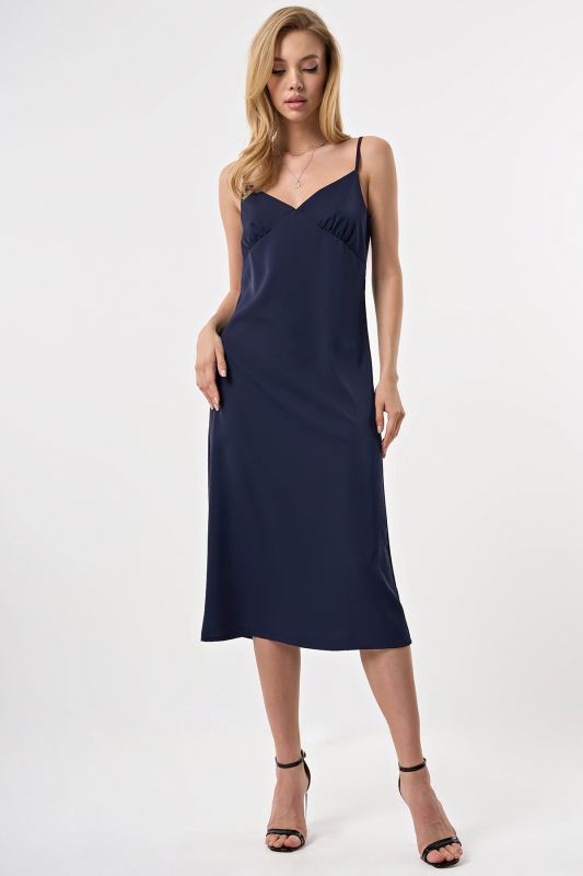 Thin-strapped combination dress in dark blue