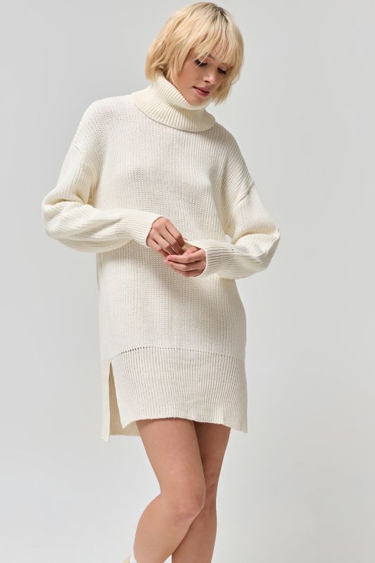 Knitted dress with cotton in composition milk color