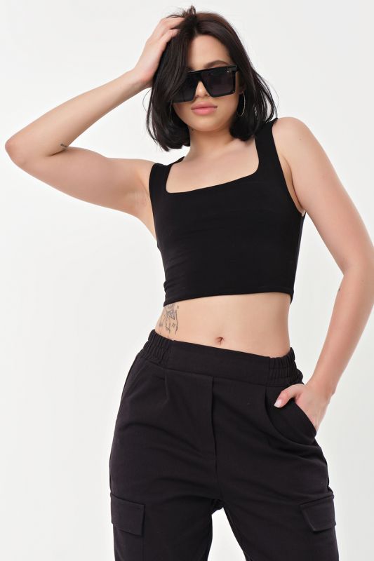 Black cotton jersey top