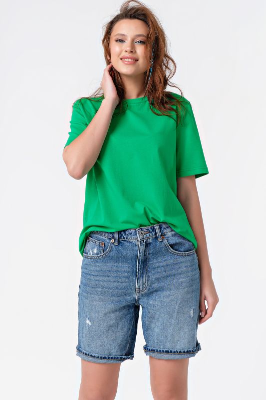 Basic jersey knitted cotton oversize T-shirt green