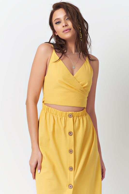 Cotton dress with cut-off waist yellow