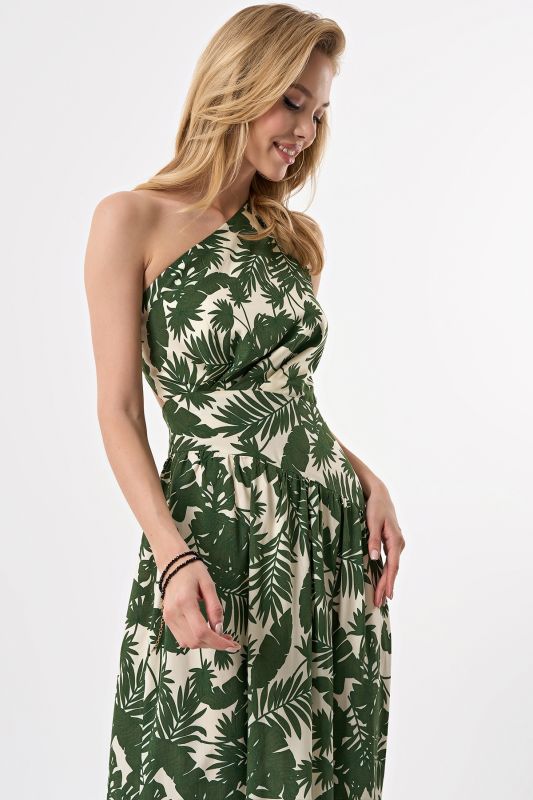 Summer maxi dress with open back made of viscose jungle on vanilla