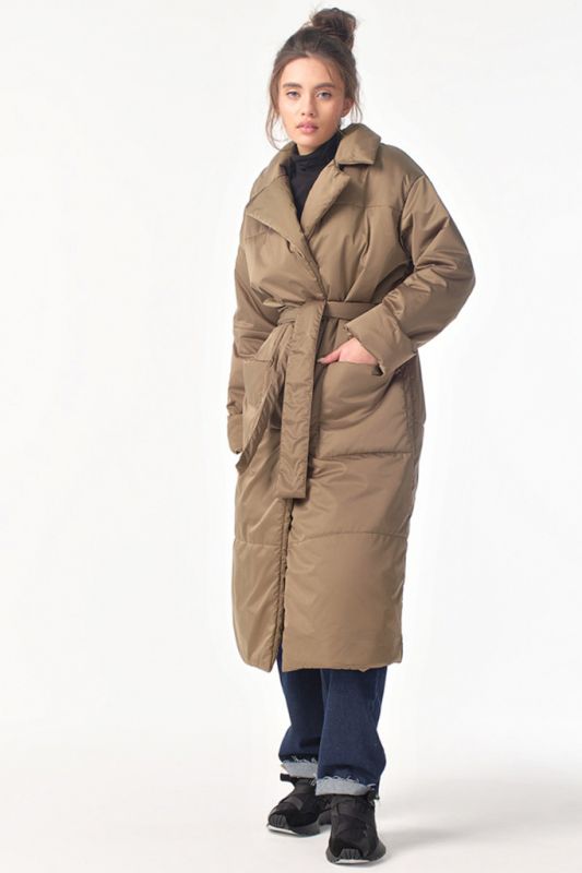 Long quilted insulated demi seasonal coat Walnut