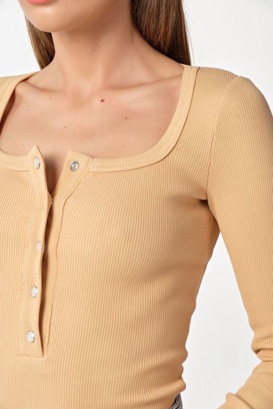 Beige long sleeve knitted bodysuit