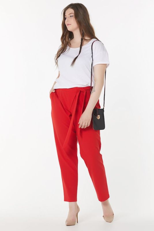 Summer straight pants in big size red