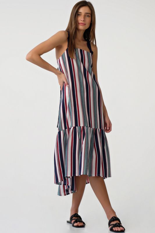 Summer striped summer dress on white