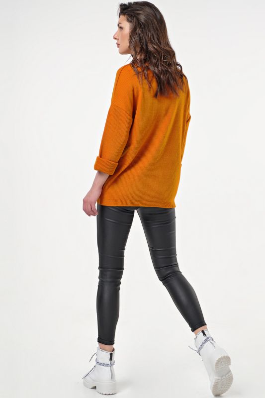 Knitted loose orange sweater