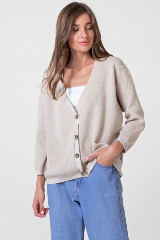 Cotton beige m_lange buttoned knitted over-size sweater