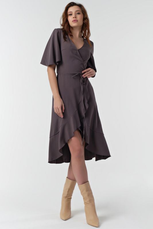 Fit and flounce midi dress in graphite