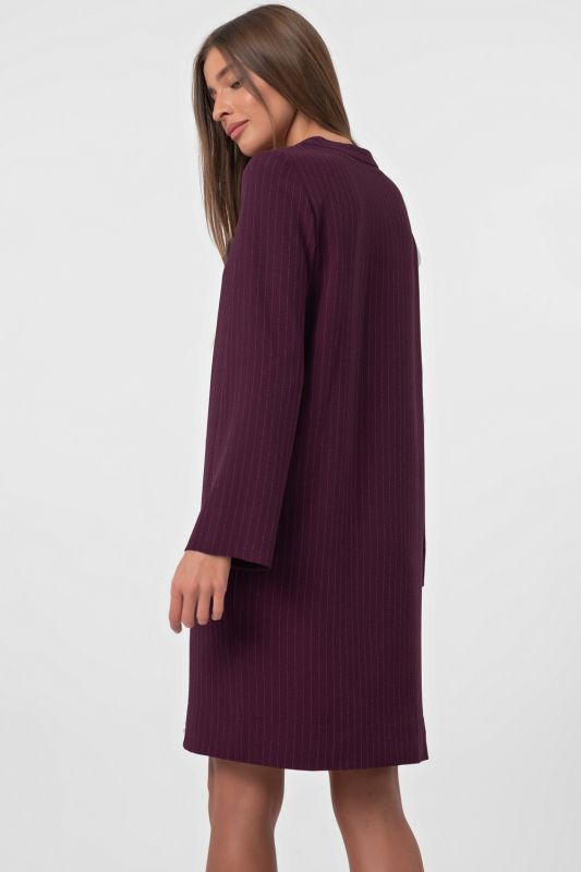 Casual straight dress with stripes on wine