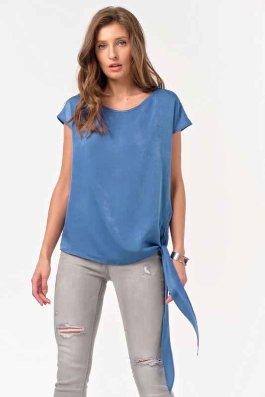 Short Sleeve Summer Blouse Blue