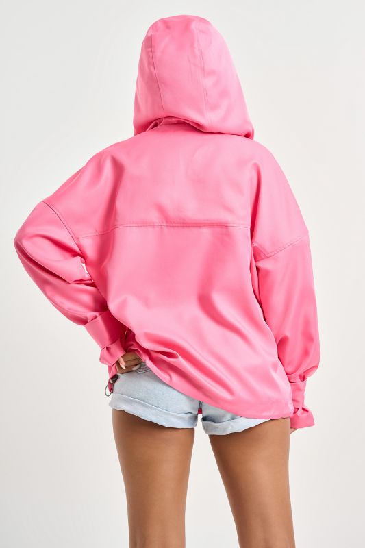 Lightweight hooded windbreaker in neon pink