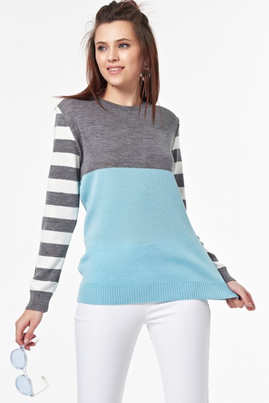 Classic striped knitted sweater blue