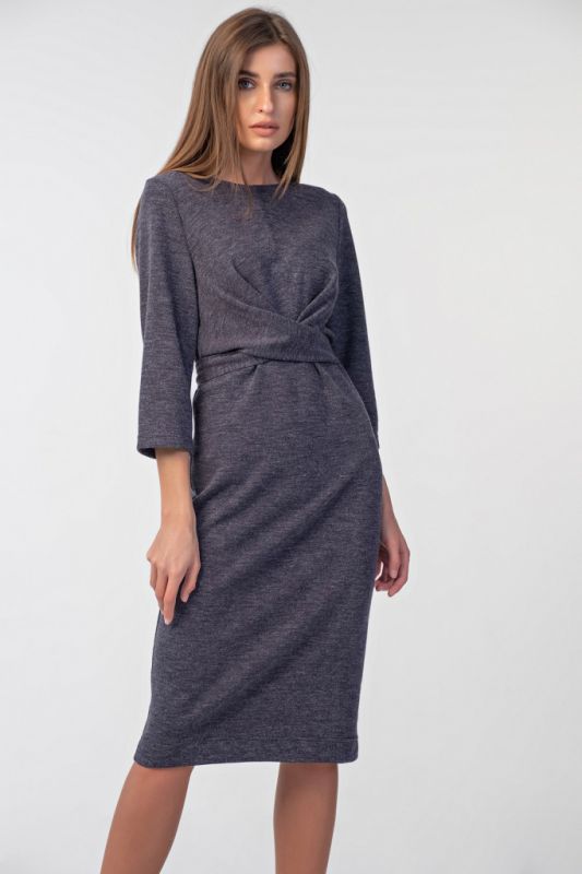 Blue melange fitted knitted dress