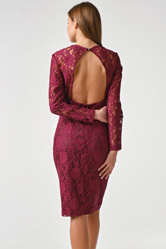 Berry open back lace dress