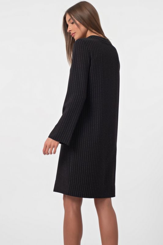 Casual straight striped dress on black