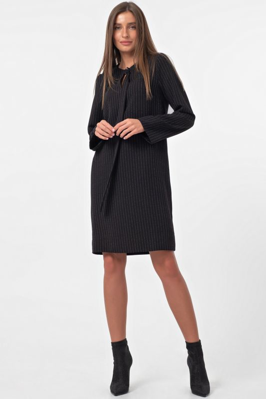 Casual straight striped dress on black