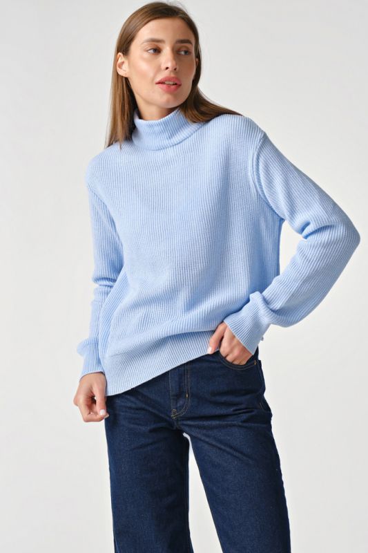 Cotton loose knit sweater light blue