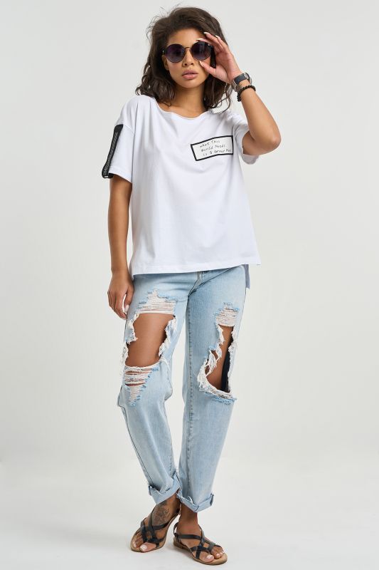 Oversize T-shirt with slits on the sides white