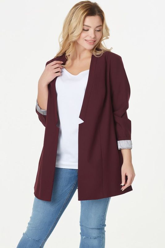 Classic large size cotton burgundy jacket