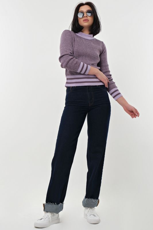 Short sweater with cotton in composition lavender