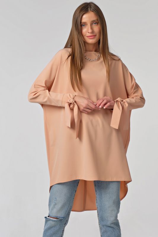 Peach long sleeve flared blouse with long sleeves