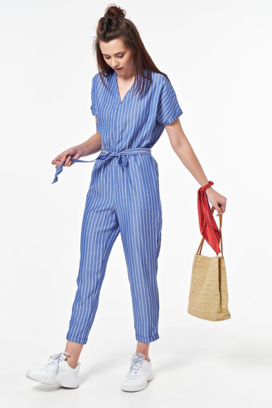 Summer striped pant overalls on blue