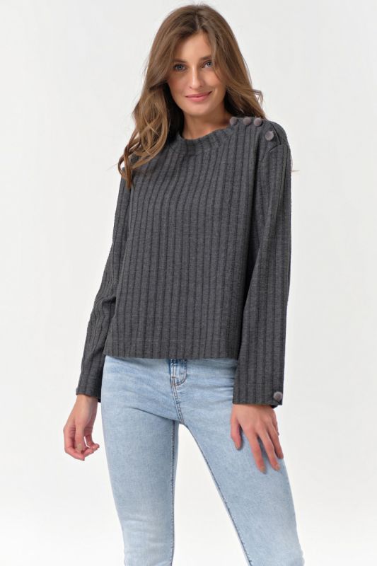 Free knitted sweater with stripes on dark gray