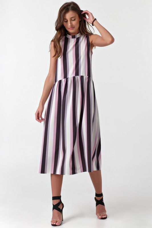 Pink striped loose midi summer dress