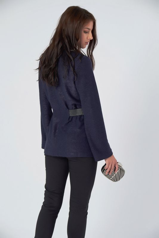 Long fitted knitted sweater dark blue