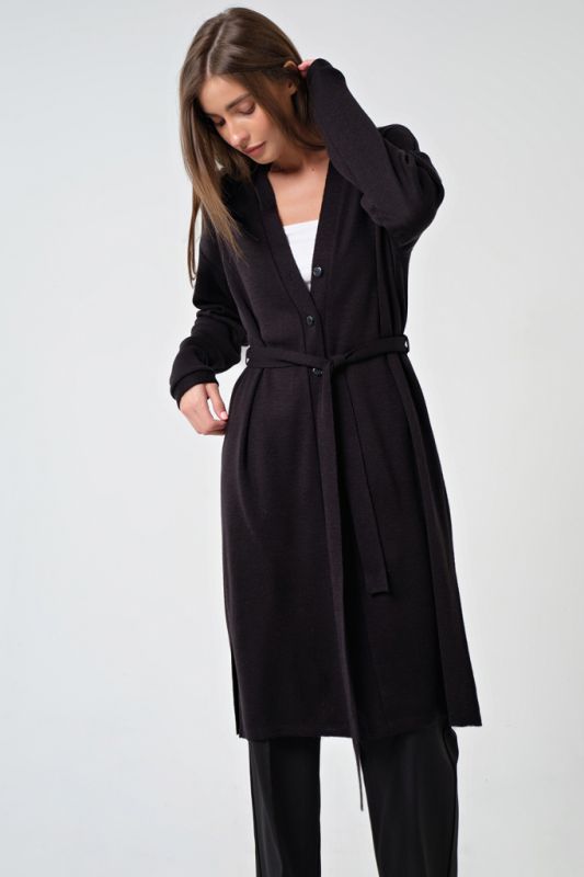 Long knitted cardigan with buttons black