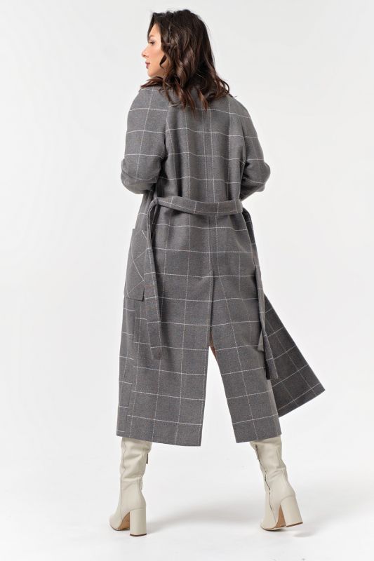 Long plaid coat gray