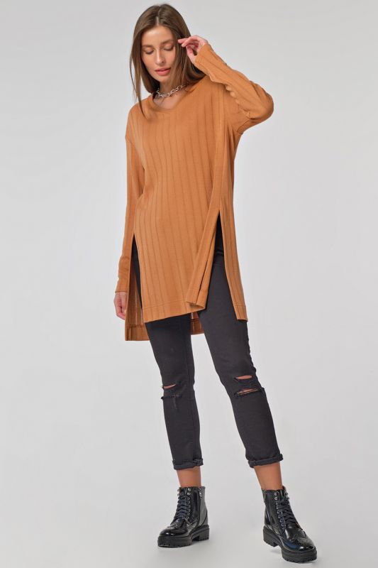 Honey knitted tunic with slits on sides