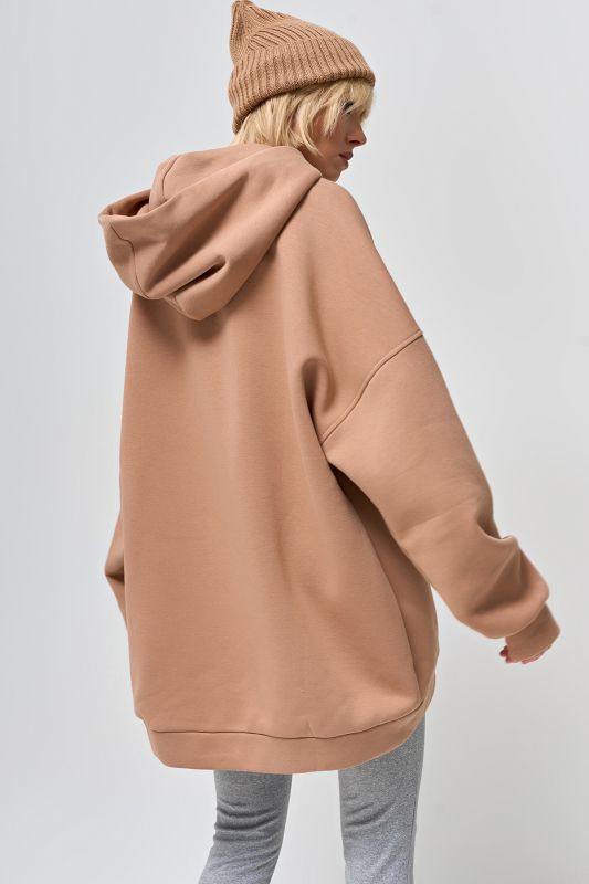 Fleece fleece hoodie beige