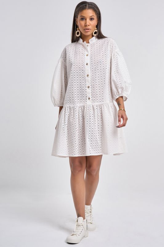 Summer dress with imitation cotton lace white