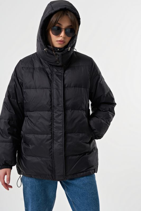 Black straight silhouette down jacket